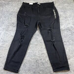 Rue 21 Jeans Women's 24 Black Dark Wash Distressed High Rise Ultimate Stretch